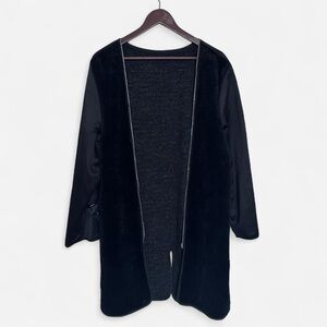 Vintage Bill Blass Signature Longline Jacket Faux Fur & Satin Full Zip Medium